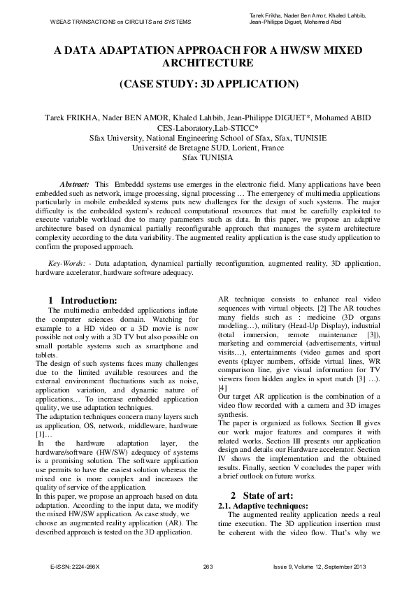 (PDF) A Data Adaptation Approach for a HW / SW Mixed Architecture ...