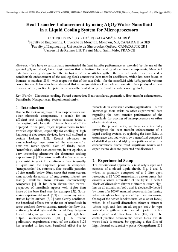 (PDF) Heat Transfer Enhancement by using Al 2 O 3-Water Nanofluid in a ...
