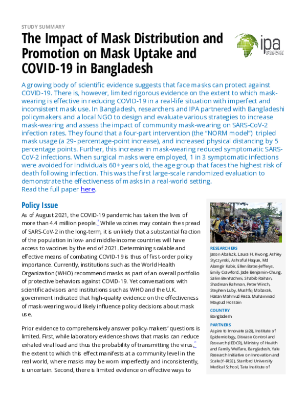 (PDF) The Impact of Mask Distribution and Promotion on Mask Uptake and ...