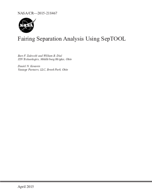 (PDF) Fairing Separation Analysis Using SepTOOL