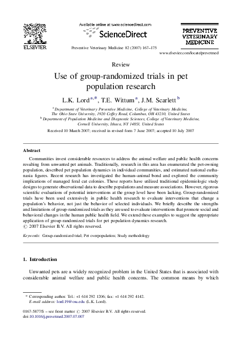 (PDF) Use of group-randomized trials in pet population research