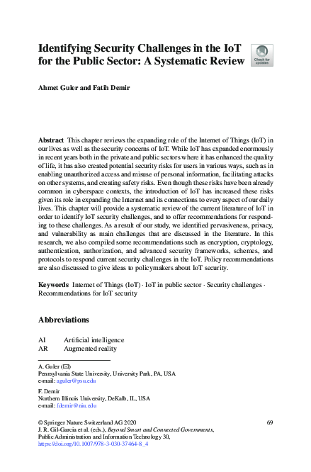 (PDF) Identifying Security Challenges in the IoT for the Public Sector ...