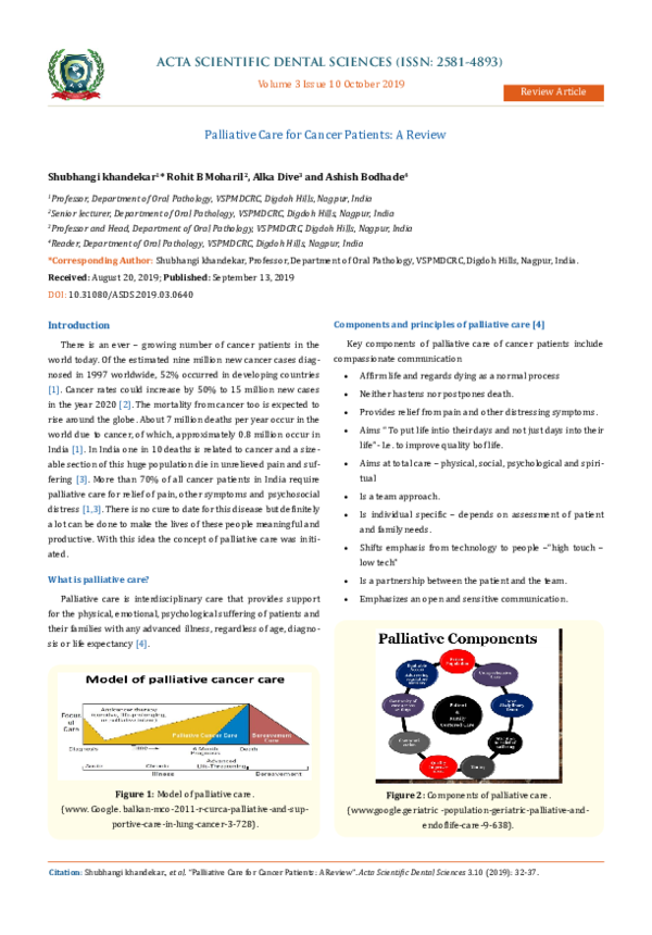 (PDF) Palliative Care for Cancer Patients: A Review