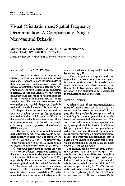 (PDF) Visual orientation and spatial frequency discrimination: a ...