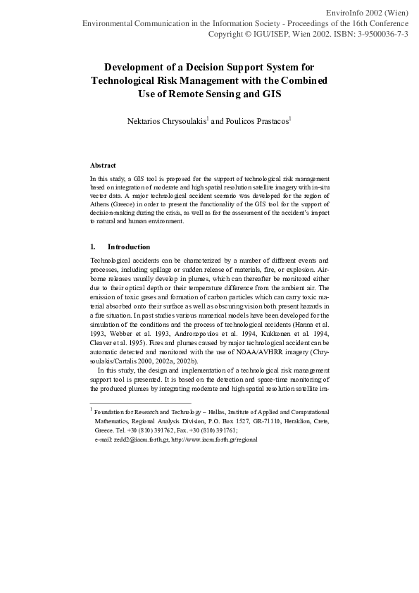 (PDF) Development of a Decision Support System for Technological Risk ...