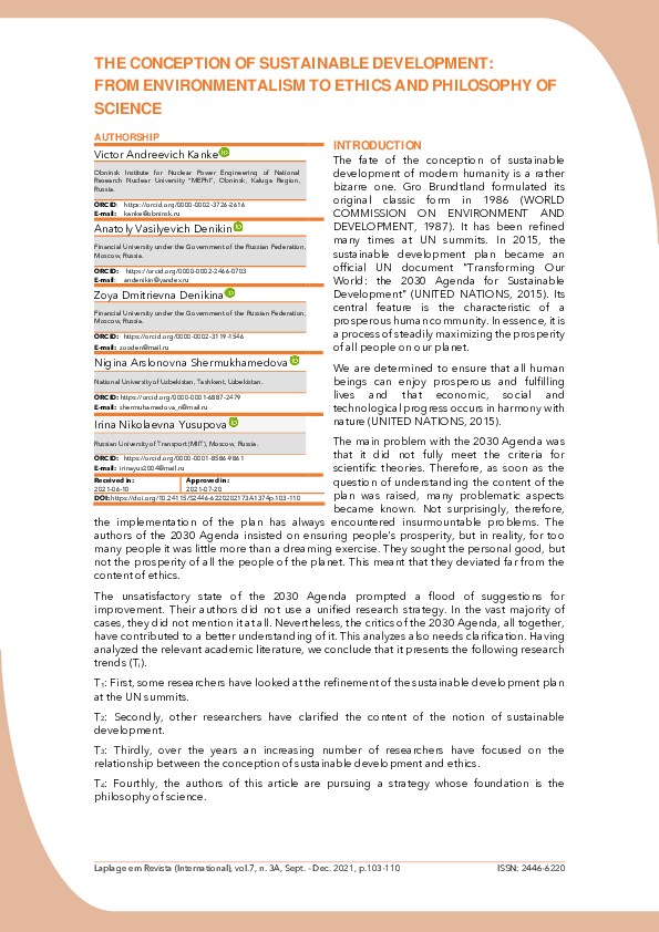 (PDF) The conception of sustainable development: from environmentalism ...