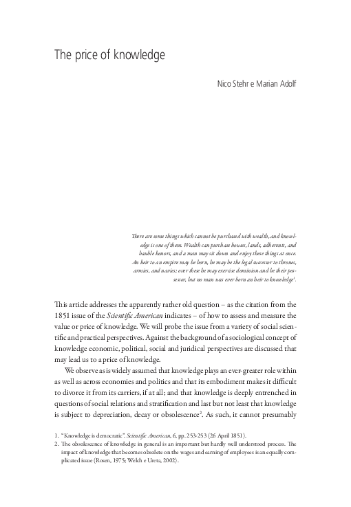 (PDF) The Price of Knowledge