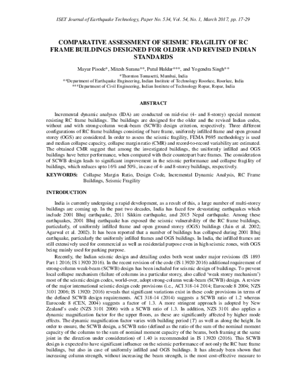 (PDF) Comparative Assessment of Seismic Fragility of RC Frame Buildings ...