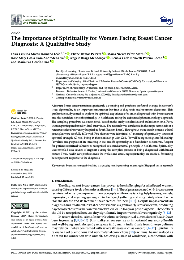 (PDF) The Importance of Spirituality for Women Facing Breast Cancer ...