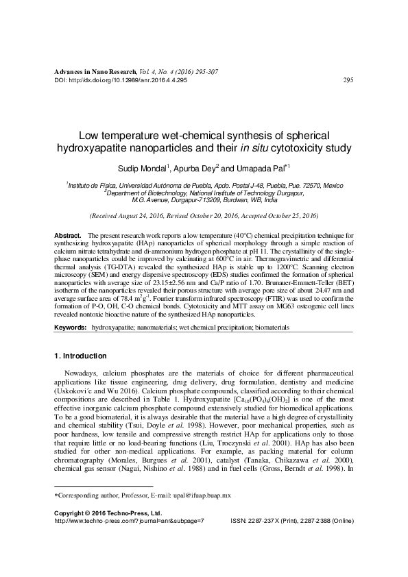 (PDF) Low temperature wet-chemical synthesis of spherical ...