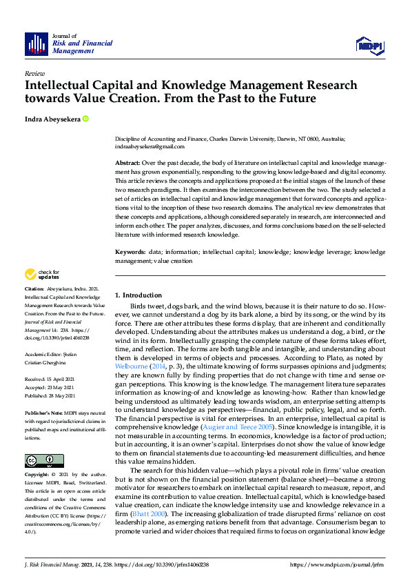 (PDF) Intellectual capital and knowledge management: perspectives on ...