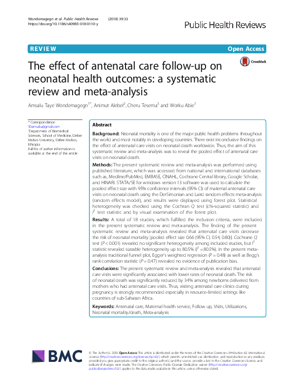 (PDF) The effect of antenatal care follow-up on neonatal health ...