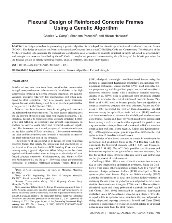 (PDF) Flexural design of reinforced concrete frames using a genetic ...
