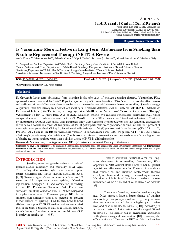 (PDF) Is Varenicline More Effective in Long Term Abstinence from ...