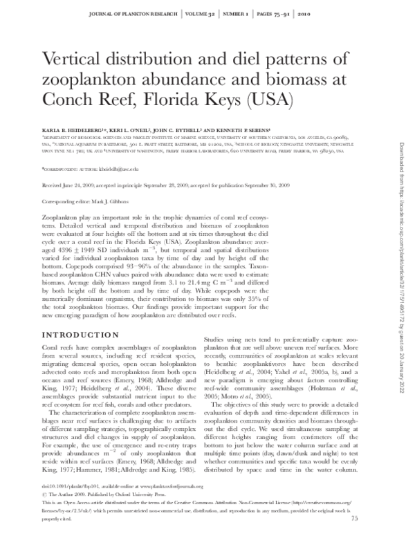 (PDF) Vertical distribution and diel patterns of zooplankton abundance ...
