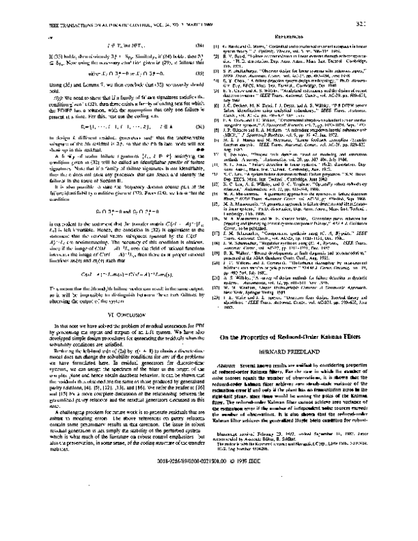 (PDF) On the properties of reduced order Kalman filters