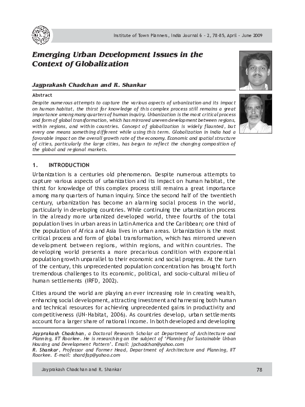 (PDF) Emerging Urban Development Issues in the Context of Globalization