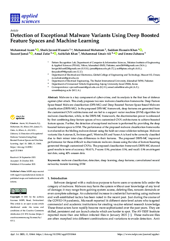 (PDF) Detection of Exceptional Malware Variants Using Deep Boosted ...