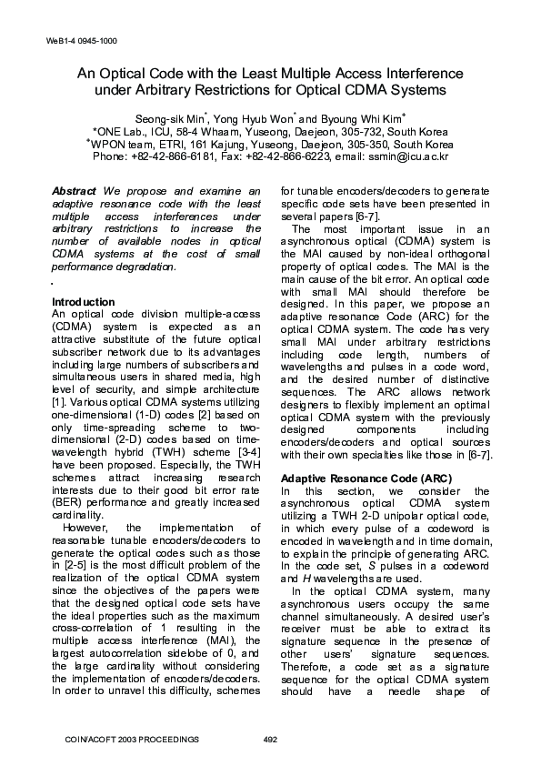 (PDF) An optical code with the least multiple access interference under ...