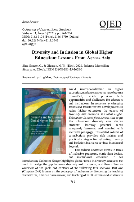 (PDF) Diversity and Inclusion in Global Higher Education: Lessons from ...