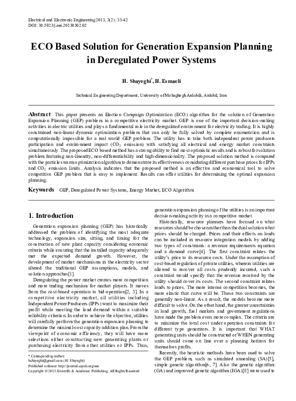 (PDF) ECO based solution for generation expansion planning in ...