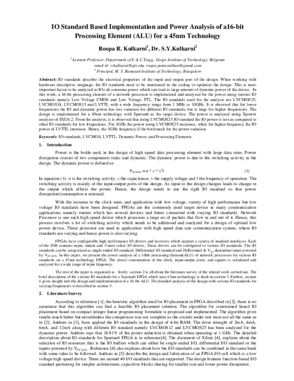 (PDF) IO Standard Based Implementation and Power Analysis of a16-bit ...
