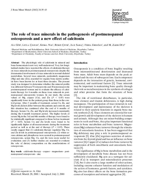 (PDF) The role of trace minerals in the pathogenesis of postmenopausal ...