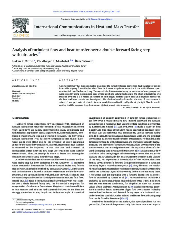 (PDF) Analysis of turbulent flow and heat transfer over a double ...