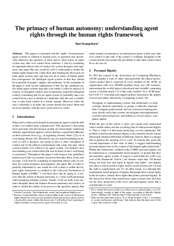 (PDF) The primacy of human autonomy : understanding agent rights ...