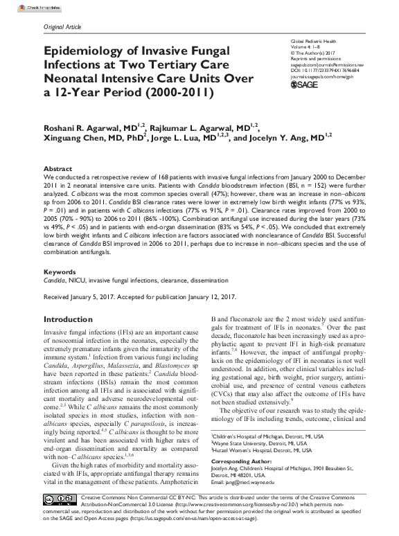 (PDF) Epidemiology of Invasive Fungal Infections at Two Tertiary Care ...