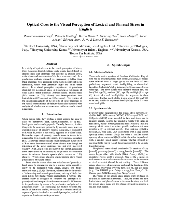 (PDF) Optical Cues to the Visual Perception of Lexical and Phrasal ...