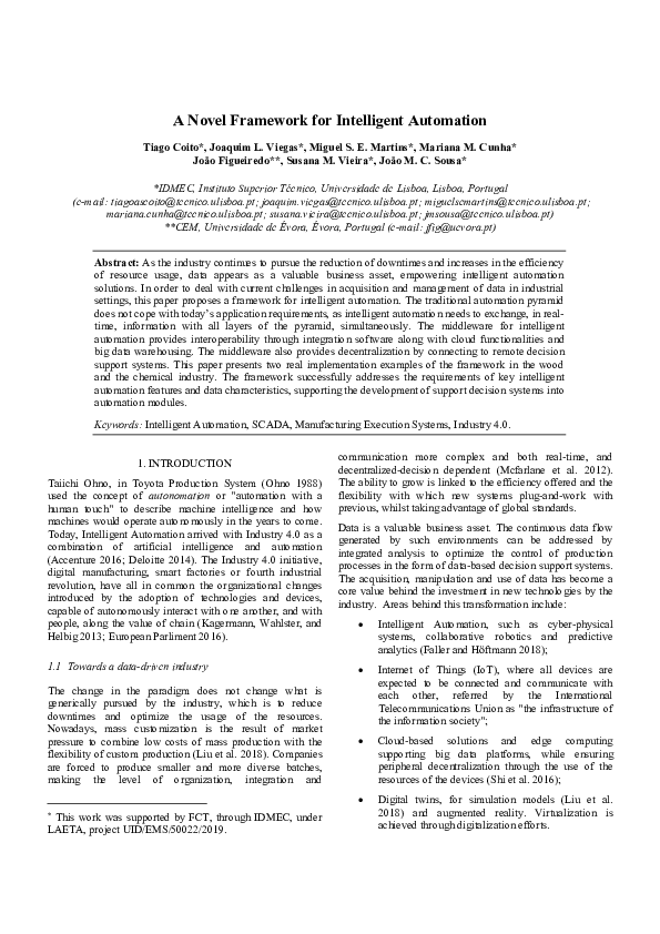 (PDF) A Novel Framework for Intelligent Automation