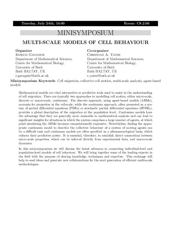 (PDF) Multi-Scale Models of Cell Behaviour
