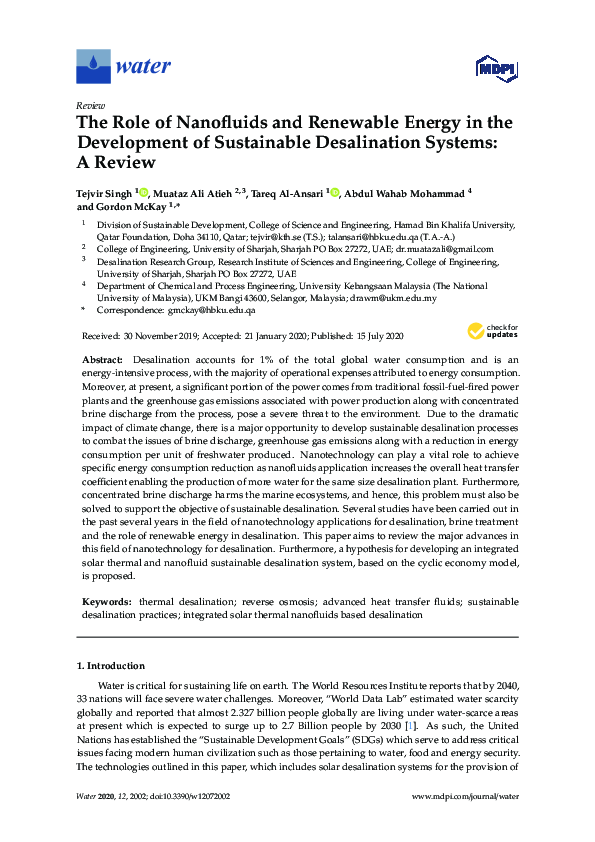 (PDF) The Role of Nanofluids and Renewable Energy in the Development of ...