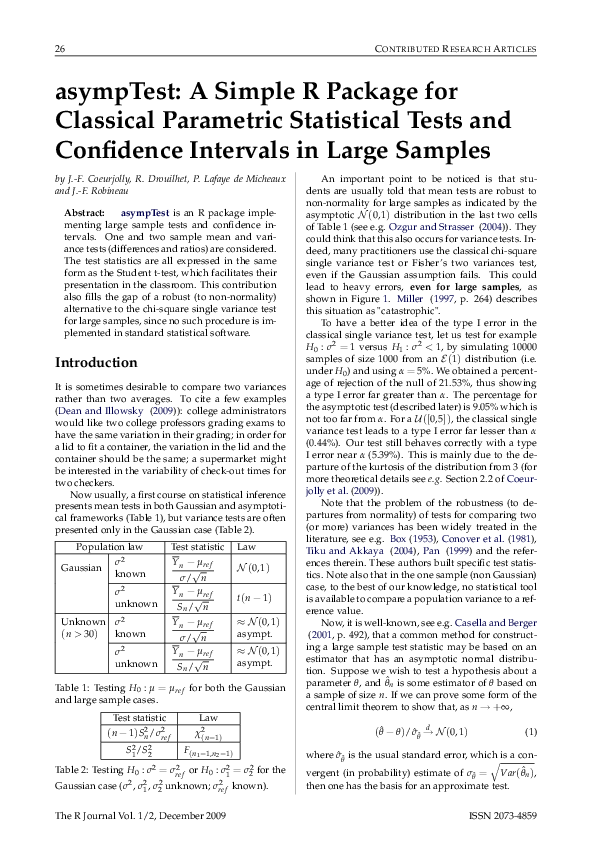 (PDF) asympTest : A simple R package for performing classical ...