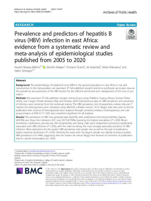 (PDF) Prevalence and predictors of hepatitis B virus (HBV) infection in ...