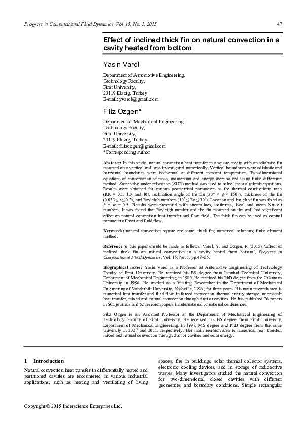 (PDF) Effect of inclined thick fin on natural convection in a cavity ...