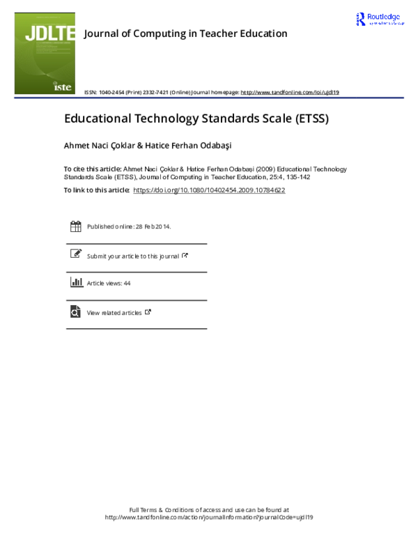 (PDF) Educational Technology Standards Scale (ETSS)