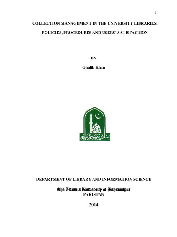 (PDF) Collection Management in the University Libraries: Policies ...