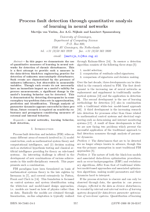 (PDF) Process fault detection through quantitative analysis of learning ...