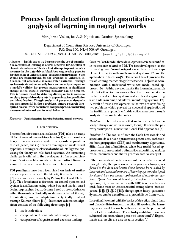 (PDF) Process Fault Detection through Quantitative Analysis of Learning