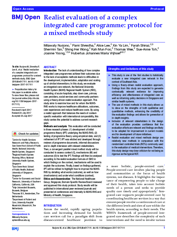 (PDF) Realist evaluation of a complex integrated care programme ...