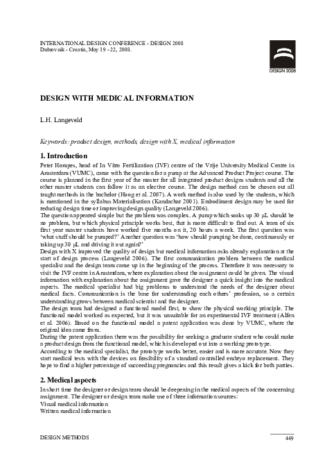 (PDF) Design with Medical Information