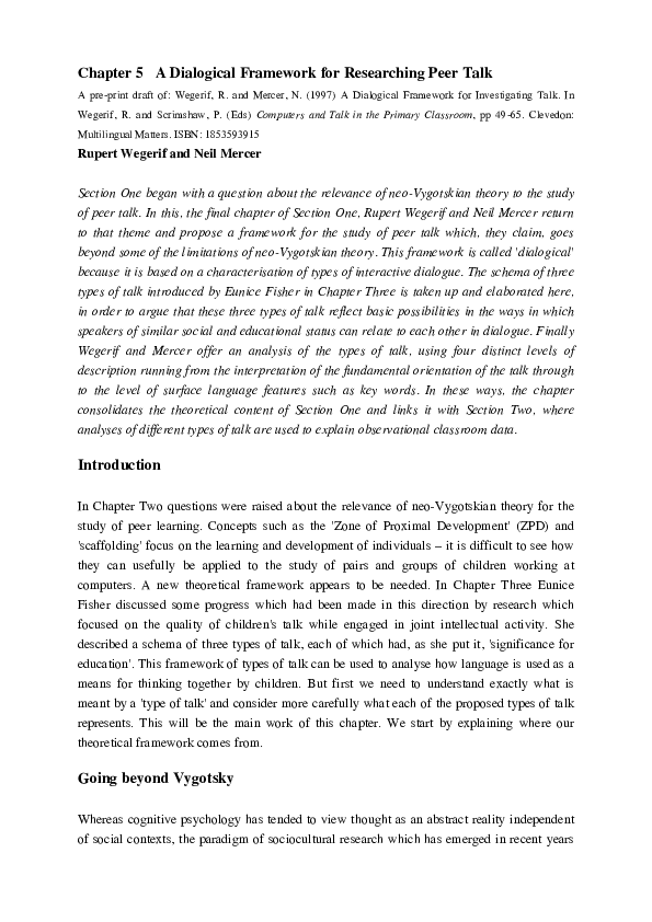 (PDF) Dialogic framework for creative and collaborative problem-solving