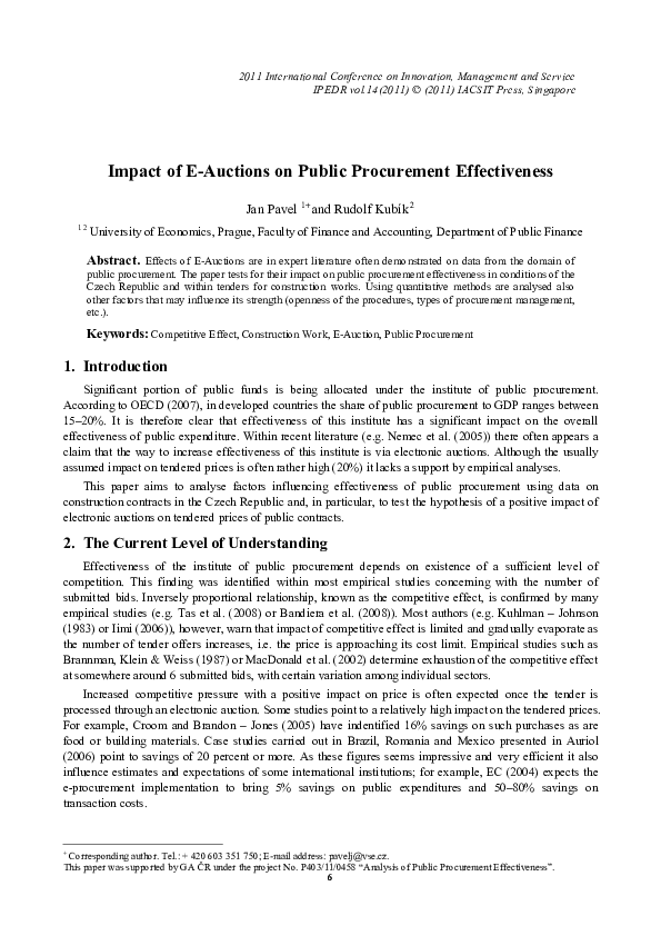 (PDF) Impact of E-Au ctions on Public Procurement Effectiveness
