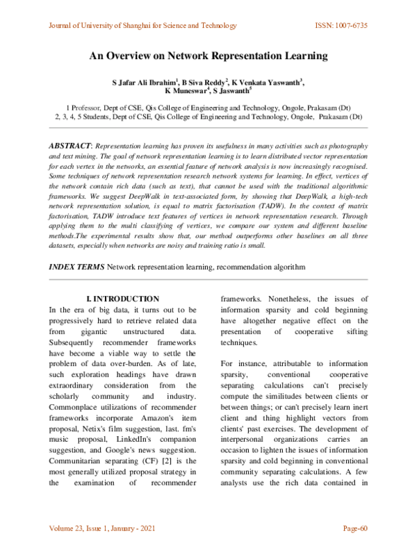 (PDF) An Overview on Network Representation Learning
