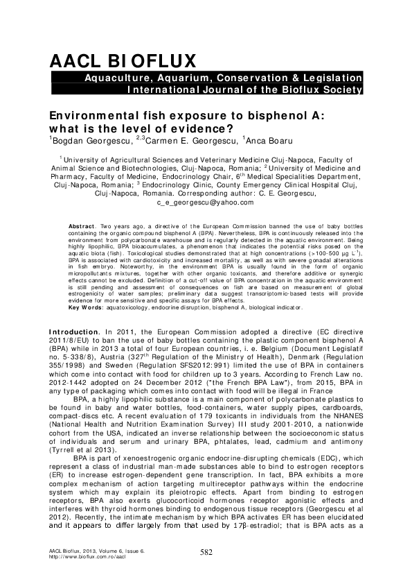 (PDF) Environmental fish exposure to bisphenol A: what is the level of ...
