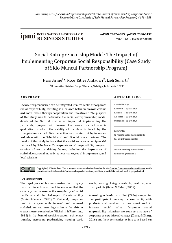 (PDF) Social Entrepreneurship Model: The Impact of Implementing ...
