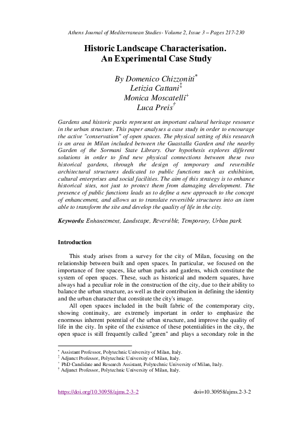 (PDF) Historic Landscape Characterisation. An Experimental Case Study