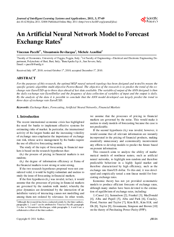 (PDF) An artificial neural network model to forecast exchange rates